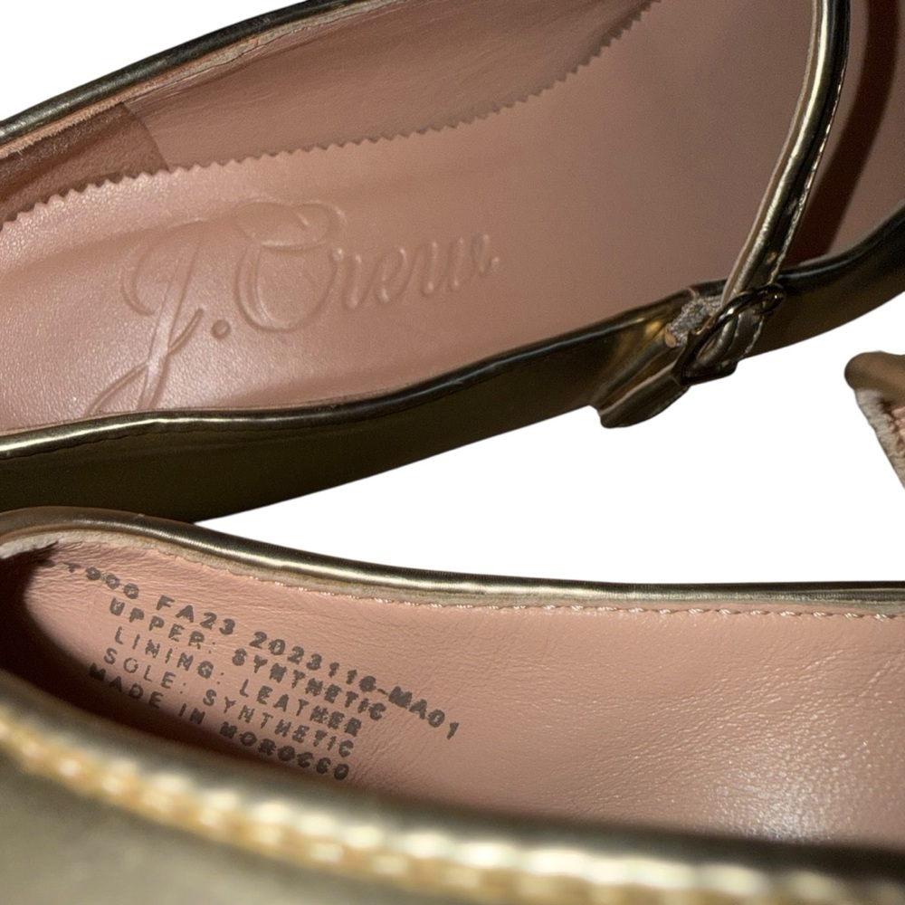 J.Crew Metallic Gold Leather Mary Jane Flats Women 7 Square Toe Ballet Shoes - Picture 14 of 14
